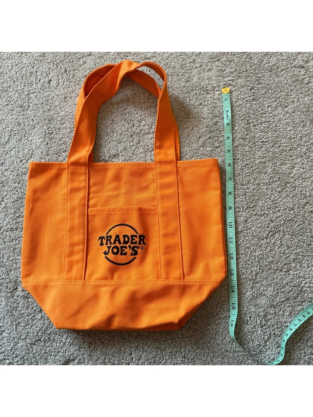 Trader Joe's Trick or Treat Small Orange Canvas Tote Bag